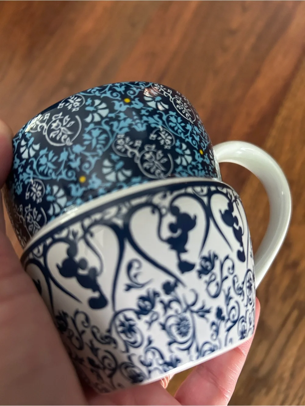 Disney Parks Mickey Mouse Indigo Blues Drink Me Stacked 10oz Tea Cup/Coffee Mug